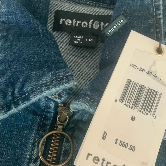 NWT Retrofete Savannah Denim Jumpsuit Size M $595.00 - Picture 6 of 7